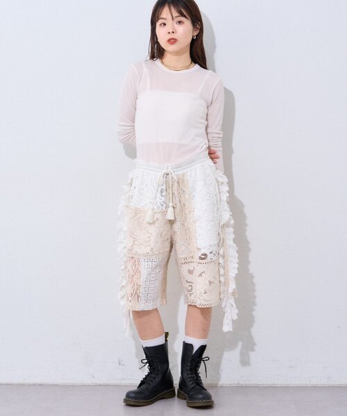 etsinta(エシンタ)の「【etsinta/エシンタ】レースパッチワークショーツINDIA(その他パンツ・レディース・アイボリー・ONE SIZE)」の1枚目の写真