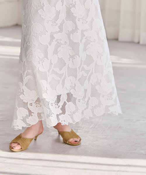 ノーブル　レーススカート　シロ　36 モチーフフラワーレーススカート（スカート）｜NOBLE（ノーブル）の