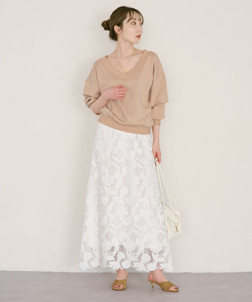 モチーフフラワーレーススカート（スカート）｜NOBLE（ノーブル）の