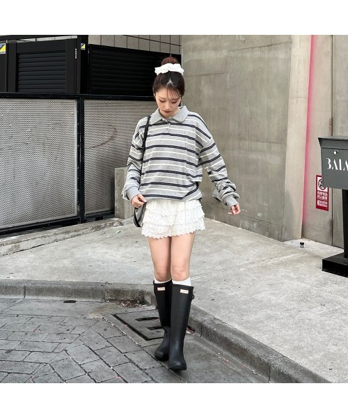 Flugge(フラッジー)の「オーバーサイズボーダーT(Tシャツ/カットソー・レディース・グレー/ブラウン・FREE)」の19枚目の写真