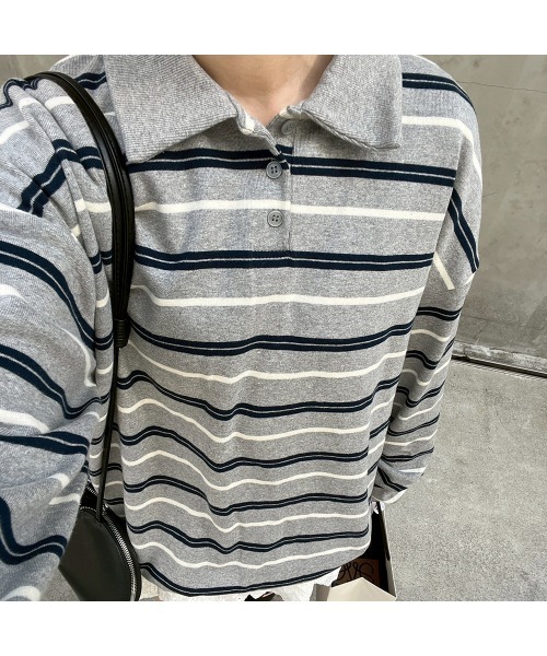 Flugge(フラッジー)の「オーバーサイズボーダーT(Tシャツ/カットソー・レディース・グレー/ブラウン・FREE)」の21枚目の写真