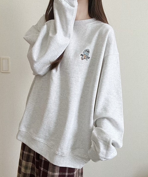 Nana（ナナ）の「MOGMOG フード刺繍スウェット（スウェット・レディース・グレー/グレー系その他・FREE）」の5枚目の写真