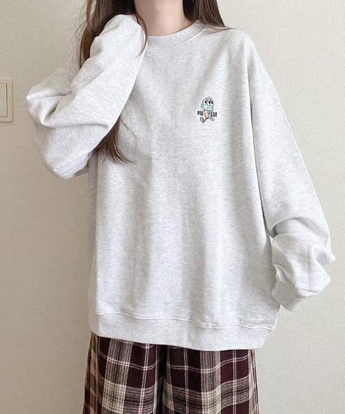 Nana（ナナ）の「MOGMOG フード刺繍スウェット（スウェット・レディース・グレー/グレー系その他・FREE）」の6枚目の写真