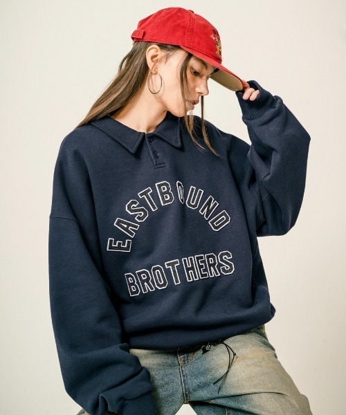 WV PROJECT（ダブリューブイプロジェクト）の「【TWN】Estbro Collar Sweatshirts/JYMT3610（スウェット・メンズ・ネイビー/ダークグリーン/ダークブラウン・L/M/3L/LL）」の3枚目の写真