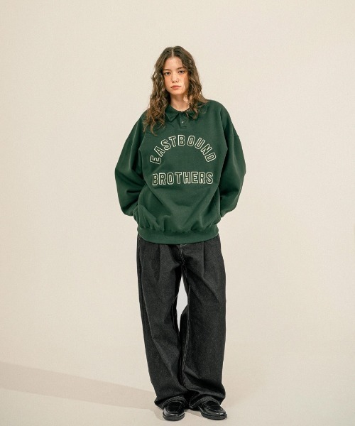 WV PROJECT（ダブリューブイプロジェクト）の「【TWN】Estbro Collar Sweatshirts/JYMT3610（スウェット・メンズ・ネイビー/ダークグリーン/ダークブラウン・L/M/3L/LL）」の5枚目の写真