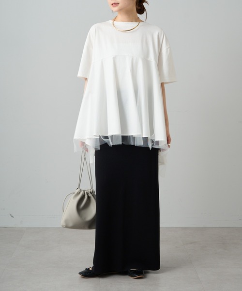 PUAL CE CIN(ピュアルセシン)の「【Du noir】チュールドッキングTシャツ(Tシャツ/カットソー・レディース・ブラック/オフホワイト・FREE)」の20枚目の写真