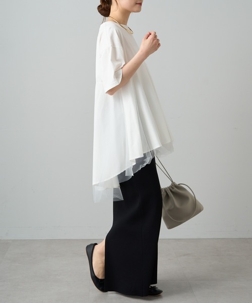 PUAL CE CIN(ピュアルセシン)の「【Du noir】チュールドッキングTシャツ(Tシャツ/カットソー・レディース・ブラック/オフホワイト・FREE)」の19枚目の写真