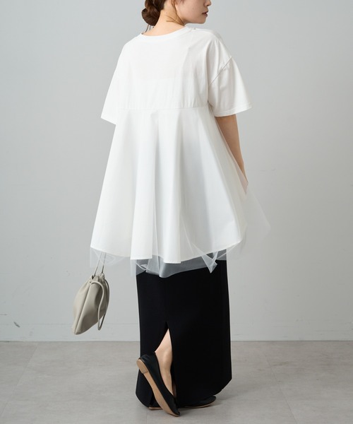 PUAL CE CIN(ピュアルセシン)の「【Du noir】チュールドッキングTシャツ(Tシャツ/カットソー・レディース・ブラック/オフホワイト・FREE)」の18枚目の写真