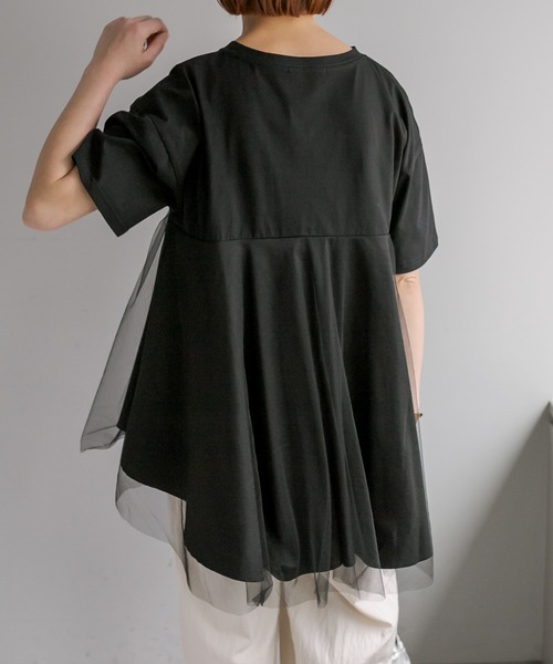 PUAL CE CIN(ピュアルセシン)の「【Du noir】チュールドッキングTシャツ(Tシャツ/カットソー・レディース・ブラック/オフホワイト・FREE)」の16枚目の写真