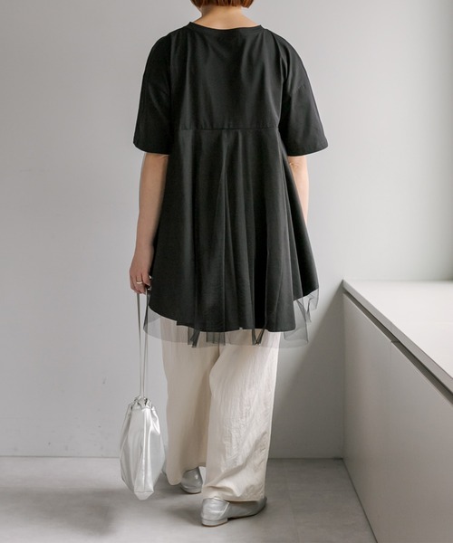 PUAL CE CIN(ピュアルセシン)の「【Du noir】チュールドッキングTシャツ(Tシャツ/カットソー・レディース・ブラック/オフホワイト・FREE)」の13枚目の写真