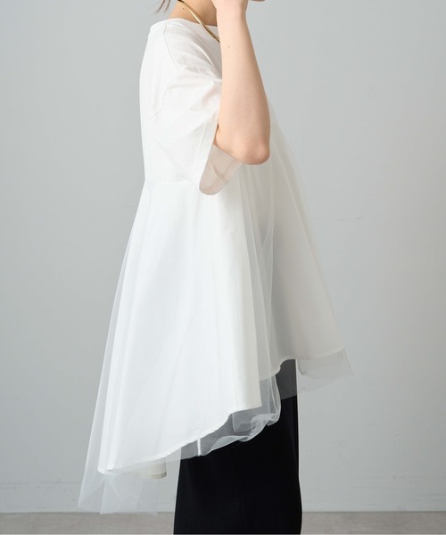 PUAL CE CIN(ピュアルセシン)の「【Du noir】チュールドッキングTシャツ(Tシャツ/カットソー・レディース・ブラック/オフホワイト・FREE)」の22枚目の写真