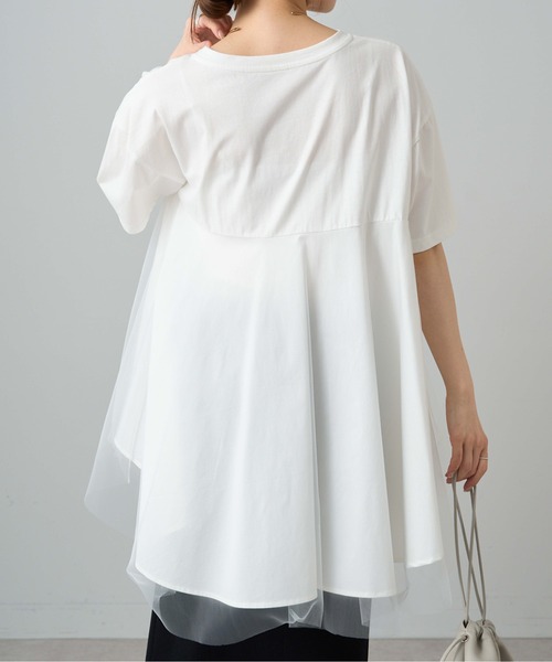 PUAL CE CIN(ピュアルセシン)の「【Du noir】チュールドッキングTシャツ(Tシャツ/カットソー・レディース・ブラック/オフホワイト・FREE)」の21枚目の写真