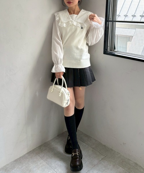 continuer de NICE CLAUP（コンティニューデナイスクラップ）の「チャーム付プリーツミニスカート（スカート・レディース・ブラック系その他/チャコールグレー/ブルー系その他/ブラック/ネイビー/グレー系その他2・FREE）」の10枚目の写真