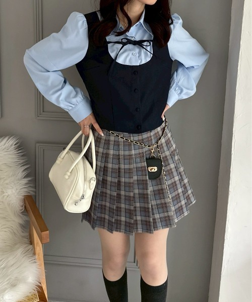 continuer de NICE CLAUP（コンティニューデナイスクラップ）の「チャーム付プリーツミニスカート（スカート・レディース・ブラック系その他/チャコールグレー/ブルー系その他/ブラック/ネイビー/グレー系その他2・FREE）」の22枚目の写真