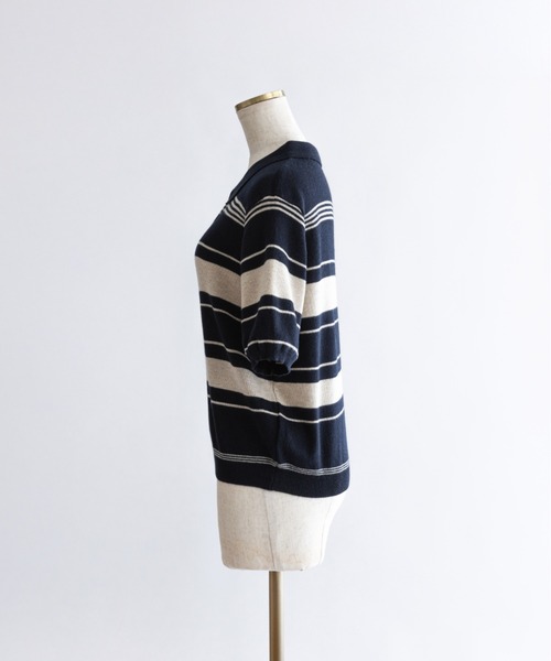 EN NEUME(エンノイム)の「Multi-Border Polo Knit(ニット/セーター・レディース・グレー/ネイビー・FREE)」の12枚目の写真