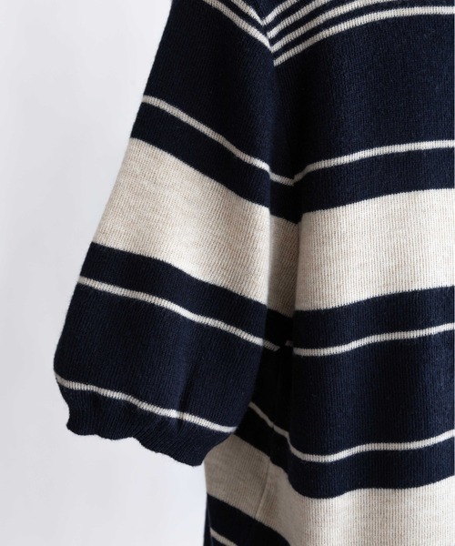 EN NEUME(エンノイム)の「Multi-Border Polo Knit(ニット/セーター・レディース・グレー/ネイビー・FREE)」の15枚目の写真