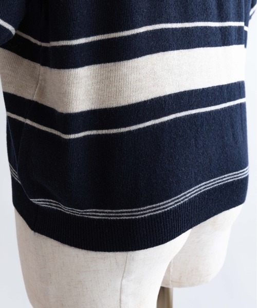 EN NEUME(エンノイム)の「Multi-Border Polo Knit(ニット/セーター・レディース・グレー/ネイビー・FREE)」の18枚目の写真