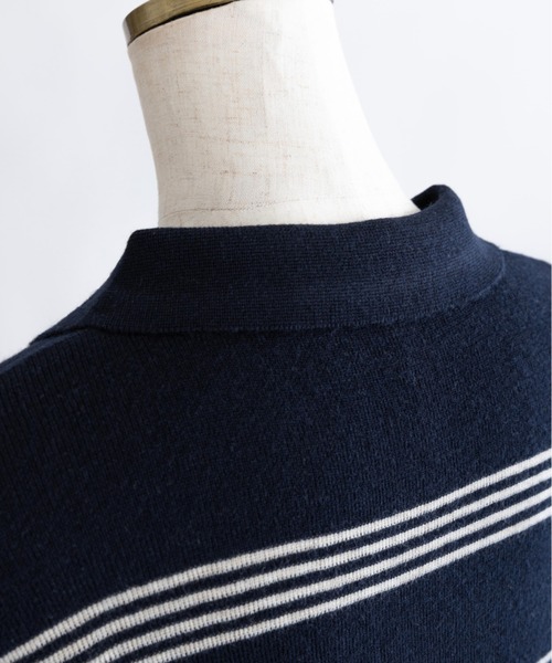 EN NEUME(エンノイム)の「Multi-Border Polo Knit(ニット/セーター・レディース・グレー/ネイビー・FREE)」の17枚目の写真