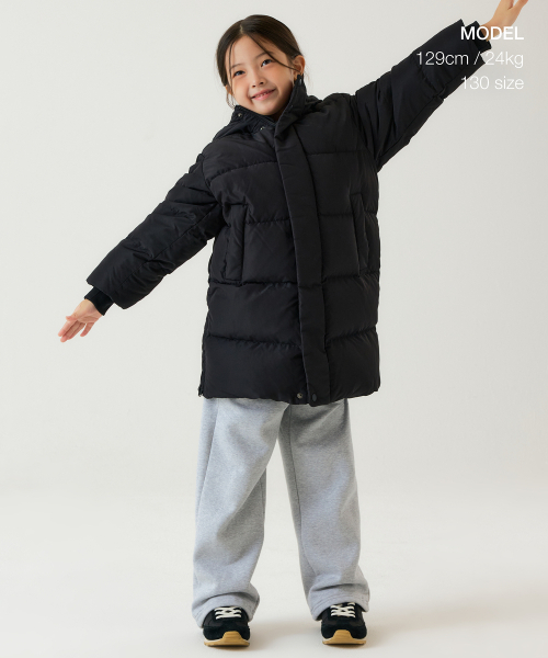 MUSINSA STANDARD KIDS（ムシンサスタンダードキッズ）の「ロングダウンベンチパーカー[ブラック]（ブルゾン・レディース・その他・120/130/140/150/100）」の6枚目の写真