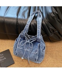 DENIM 巾着ショルダーバッグ