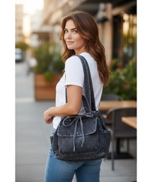 DENIM 巾着ショルダーバッグ