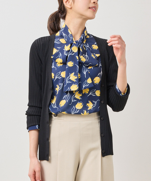 NARACAMICIE（ナラカミーチェ）の「【NARACAMICIE】Vネックリブカーディガン（カーディガン/ボレロ・レディース・ブラック/ピンク/ホワイト・XL/M）」の2枚目の写真