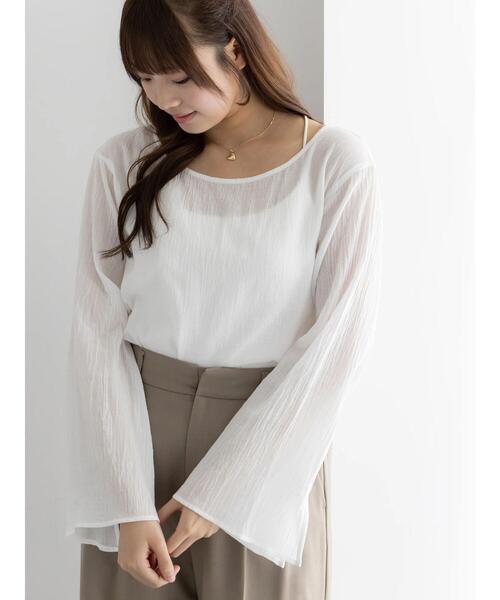 Te chichi(テチチ)の「クレープフレアスリーブブラウス【AOYAMA FASHION ASSOCIATION × Té chichi】(シャツ/ブラウス・レディース・オレンジ/オフホワイト・F)」の1枚目の写真