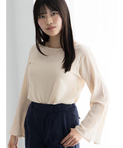Te chichi(テチチ)の「クレープフレアスリーブブラウス【AOYAMA FASHION ASSOCIATION × Té chichi】(シャツ/ブラウス・レディース・オレンジ/オフホワイト・F)」の11枚目の写真