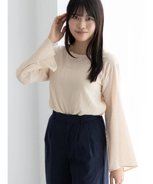 Te chichi(テチチ)の「クレープフレアスリーブブラウス【AOYAMA FASHION ASSOCIATION × Té chichi】(シャツ/ブラウス・レディース・オレンジ/オフホワイト・F)」の12枚目の写真
