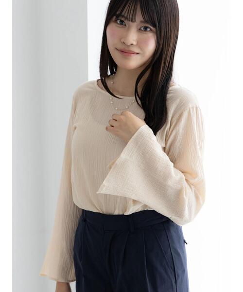 Te chichi(テチチ)の「クレープフレアスリーブブラウス【AOYAMA FASHION ASSOCIATION × Té chichi】(シャツ/ブラウス・レディース・オレンジ/オフホワイト・F)」の13枚目の写真