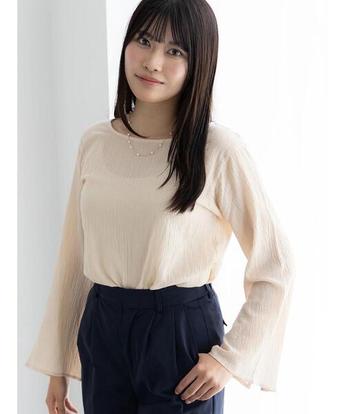 Te chichi(テチチ)の「クレープフレアスリーブブラウス【AOYAMA FASHION ASSOCIATION × Té chichi】(シャツ/ブラウス・レディース・オレンジ/オフホワイト・F)」の14枚目の写真