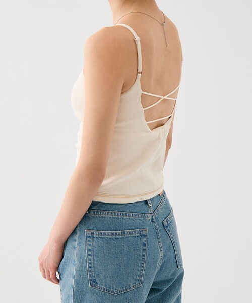 PUBLIC TOKYO（パブリックトウキョウ）の「コットンリブカップインキャミ（キャミソール・レディース・ホワイト/ブラウン・1/2）」の6枚目の写真