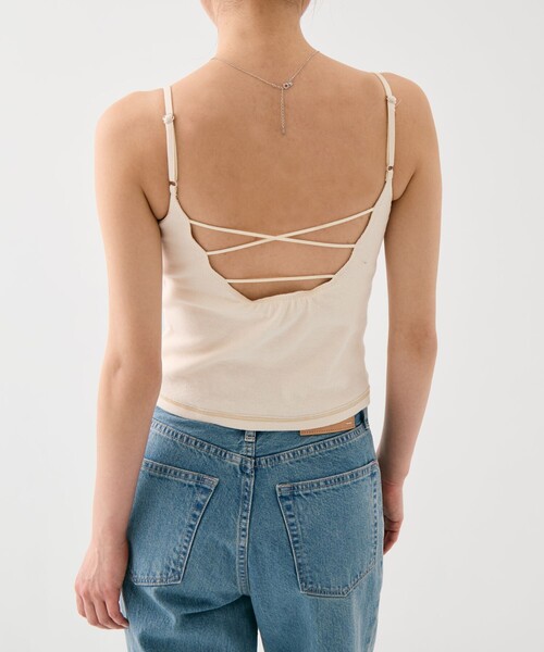 PUBLIC TOKYO（パブリックトウキョウ）の「コットンリブカップインキャミ（キャミソール・レディース・ホワイト/ブラウン・1/2）」の7枚目の写真
