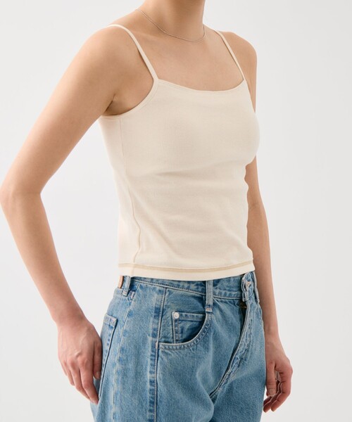 PUBLIC TOKYO（パブリックトウキョウ）の「コットンリブカップインキャミ（キャミソール・レディース・ホワイト/ブラウン・1/2）」の8枚目の写真