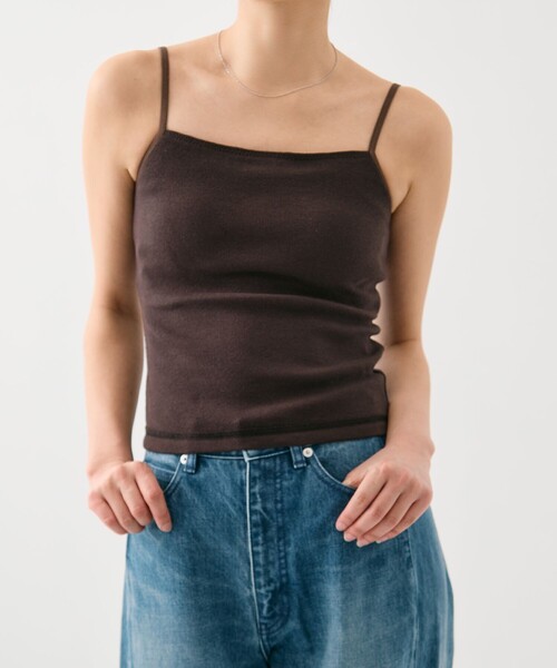 PUBLIC TOKYO（パブリックトウキョウ）の「コットンリブカップインキャミ（キャミソール・レディース・ホワイト/ブラウン・1/2）」の9枚目の写真