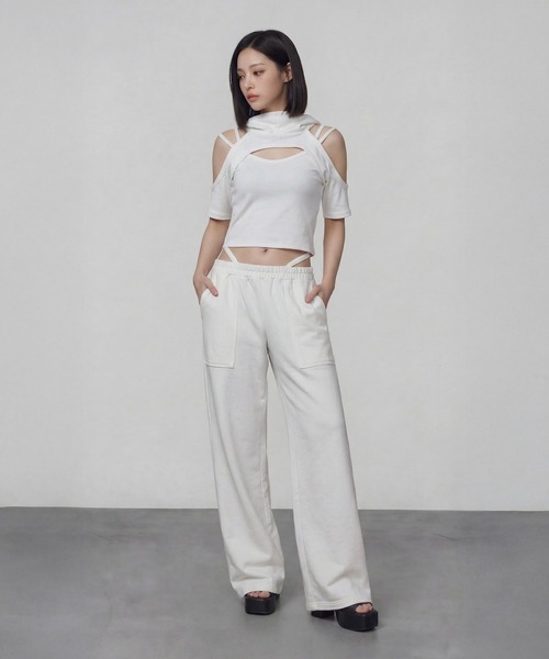 DURAS(デュラス)の「キャミ+フーディTセット(Tシャツ/カットソー・レディース・ホワイト/グレー/ブラック・FREE)」の8枚目の写真