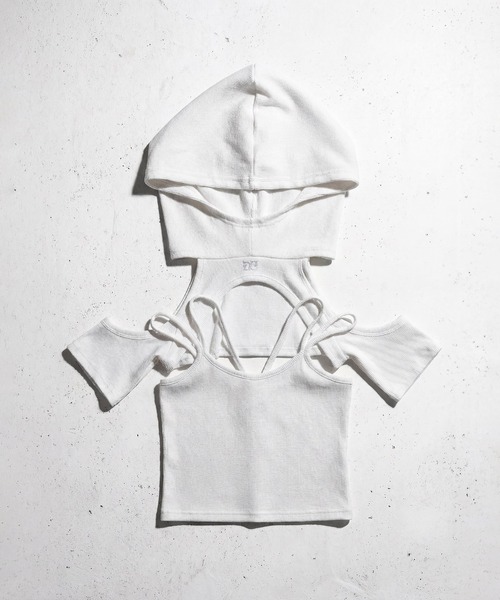 DURAS(デュラス)の「キャミ+フーディTセット(Tシャツ/カットソー・レディース・ホワイト/グレー/ブラック・FREE)」の5枚目の写真