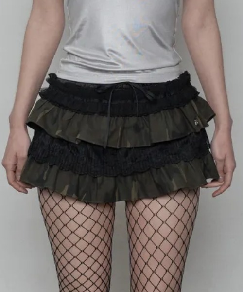 Ada.(エイダ)の「◇SETUPEXE◇ブランド直輸入正規品/チュチュ ミックス スクリット パンツ TUTU MIX SKRIT PANTS(スカート・レディース・レオパード/ホワイト/カモフラージュ/ブラック・FREE)」の3枚目の写真