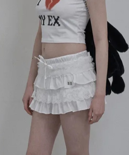 Ada.(エイダ)の「◇SETUPEXE◇ブランド直輸入正規品/チュチュ ミックス スクリット パンツ TUTU MIX SKRIT PANTS(スカート・レディース・レオパード/ホワイト/カモフラージュ/ブラック・FREE)」の5枚目の写真
