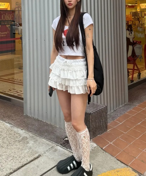 Ada.(エイダ)の「◇SETUPEXE◇ブランド直輸入正規品/チュチュ ミックス スクリット パンツ TUTU MIX SKRIT PANTS(スカート・レディース・レオパード/ホワイト/カモフラージュ/ブラック・FREE)」の17枚目の写真