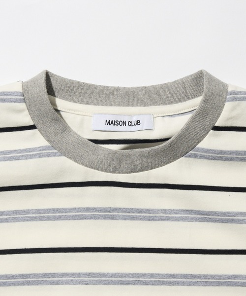 MAISON CLUB(メゾンクラブ)の「【MAISON CLUB】Over Multi Border Half Sleeve Tee / オーバーマルチボーダー半袖Tシャツ ボックスシルエット/ドローコード付き/短丈/クロップド/配色ボーダー/アウトドア(Tシャツ/カットソー・メンズ・ネイビー/ホワイト/ベージュ・L/M)」の17枚目の写真