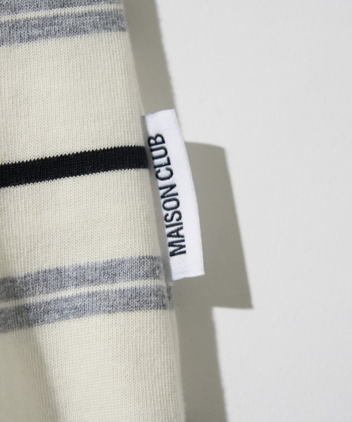 MAISON CLUB(メゾンクラブ)の「【MAISON CLUB】Over Multi Border Half Sleeve Tee / オーバーマルチボーダー半袖Tシャツ ボックスシルエット/ドローコード付き/短丈/クロップド/配色ボーダー/アウトドア(Tシャツ/カットソー・メンズ・ネイビー/ホワイト/ベージュ・L/M)」の20枚目の写真