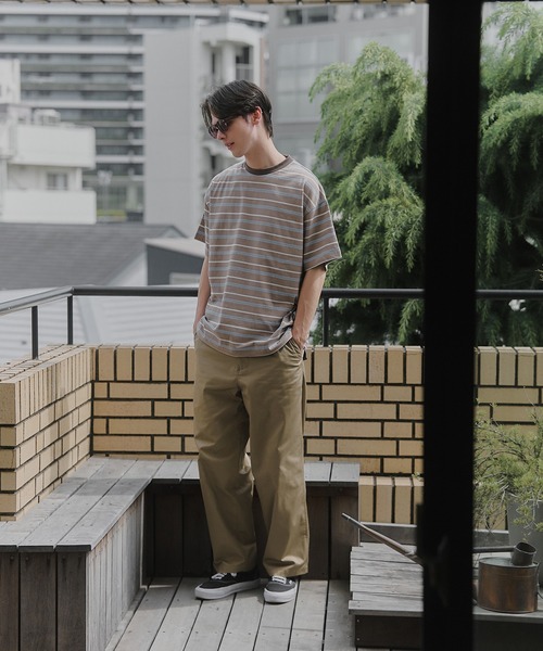 MAISON CLUB(メゾンクラブ)の「【MAISON CLUB】Over Multi Border Half Sleeve Tee / オーバーマルチボーダー半袖Tシャツ ボックスシルエット/ドローコード付き/短丈/クロップド/配色ボーダー/アウトドア(Tシャツ/カットソー・メンズ・ネイビー/ホワイト/ベージュ・L/M)」の15枚目の写真
