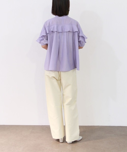 Marilyn Moon(マリリンムーン)の「sheer raffle pintuck blouse(シャツ/ブラウス・レディース・ホワイト/ラベンダー/ネイビー・FREE)」の6枚目の写真
