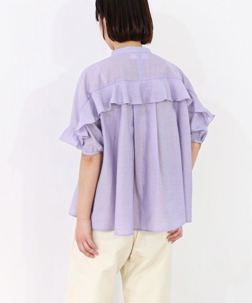 Marilyn Moon(マリリンムーン)の「sheer raffle pintuck blouse(シャツ/ブラウス・レディース・ホワイト/ラベンダー/ネイビー・FREE)」の8枚目の写真