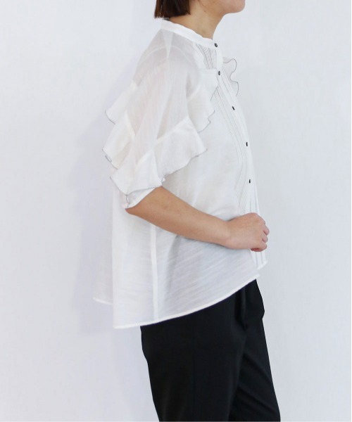 Marilyn Moon(マリリンムーン)の「sheer raffle pintuck blouse(シャツ/ブラウス・レディース・ホワイト/ラベンダー/ネイビー・FREE)」の11枚目の写真
