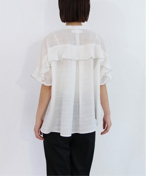 Marilyn Moon(マリリンムーン)の「sheer raffle pintuck blouse(シャツ/ブラウス・レディース・ホワイト/ラベンダー/ネイビー・FREE)」の13枚目の写真