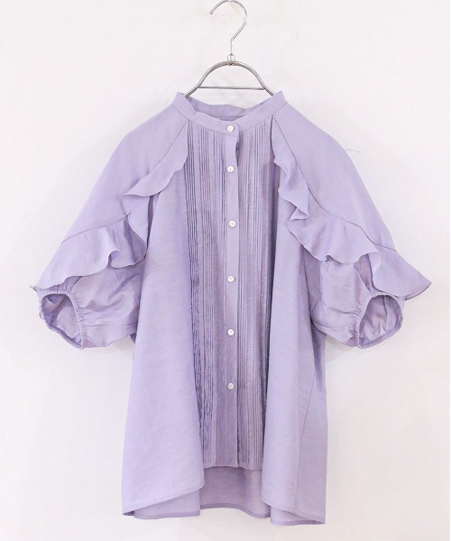 Marilyn Moon(マリリンムーン)の「sheer raffle pintuck blouse(シャツ/ブラウス・レディース・ホワイト/ラベンダー/ネイビー・FREE)」の17枚目の写真