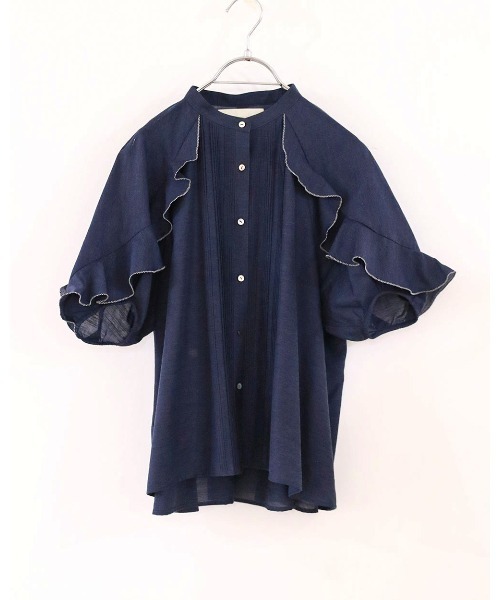 Marilyn Moon(マリリンムーン)の「sheer raffle pintuck blouse(シャツ/ブラウス・レディース・ホワイト/ラベンダー/ネイビー・FREE)」の19枚目の写真
