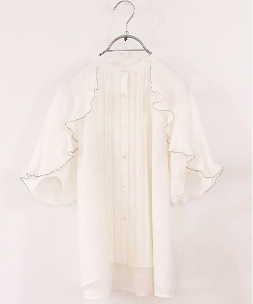Marilyn Moon(マリリンムーン)の「sheer raffle pintuck blouse(シャツ/ブラウス・レディース・ホワイト/ラベンダー/ネイビー・FREE)」の18枚目の写真